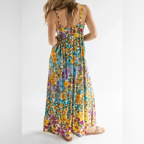 NATURAL LIFE Size XS Patti Side Slit Maxi Floral Dress with Straps - Picture 4 of 14